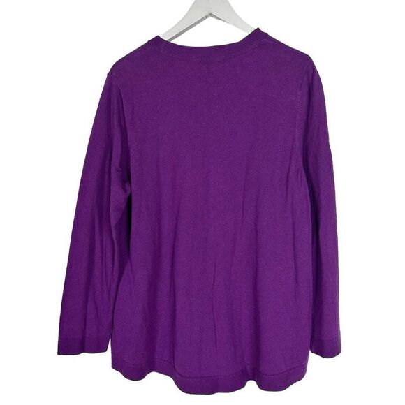 J. Jill Large Purple  Long Sleeve Crew Neck Sweater - Picture 2 of 7